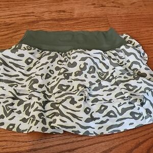 White and Green print skort